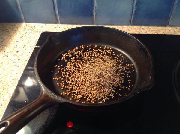 Dry frying whole spices